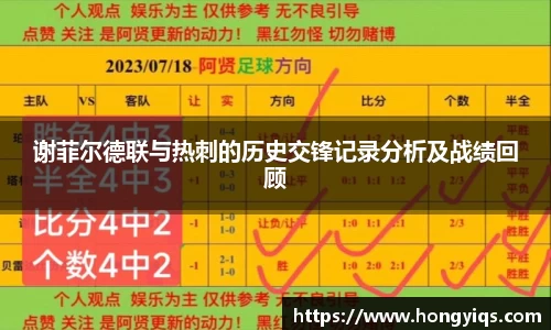 谢菲尔德联与热刺的历史交锋记录分析及战绩回顾